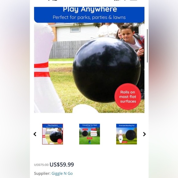 BRAND NEW in Box: “Giggle N Go Inflatable Giant Bowling Game," - Picture 8 of 8
